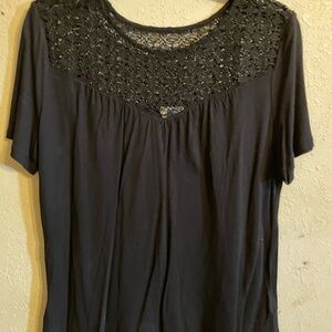 Elegant Black Eyelet Women's Top